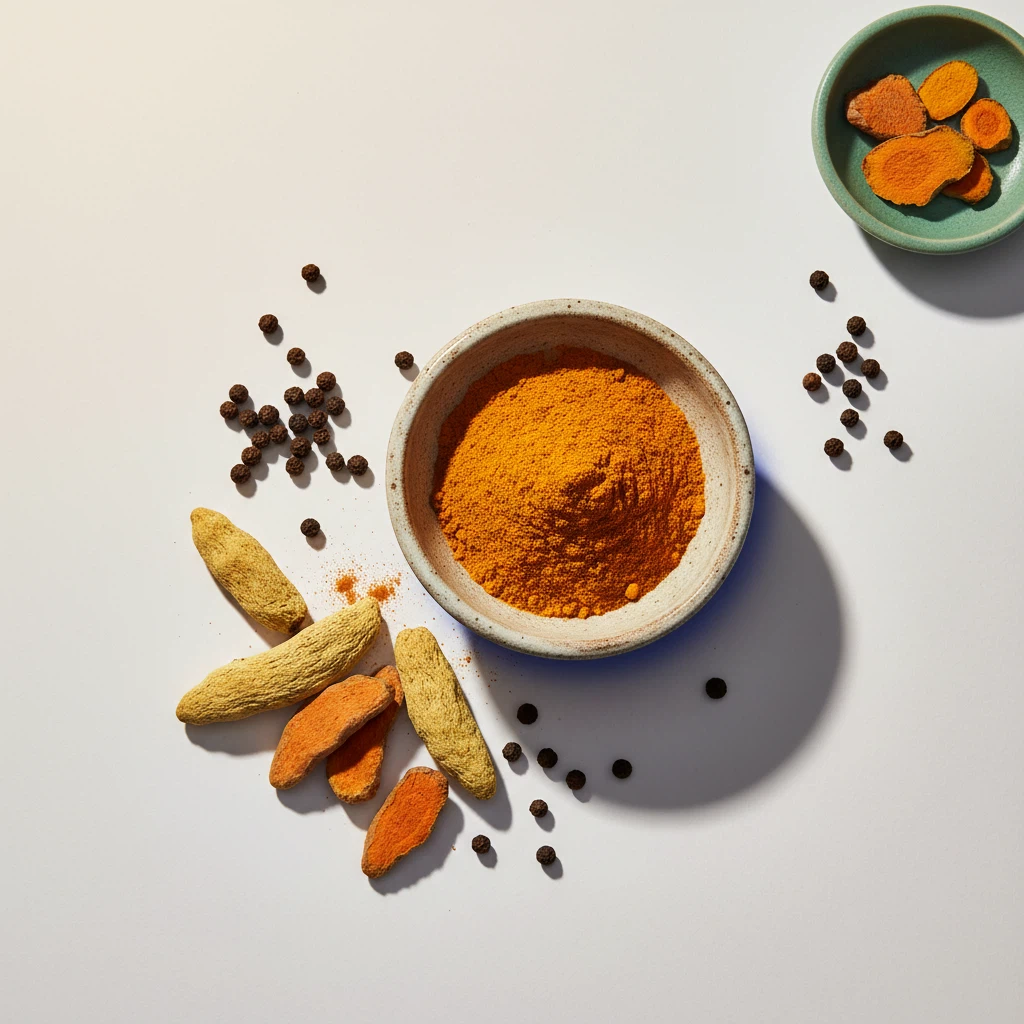 Gurkmeja rot och curcumapulver - gurkmeja boswellia kosttillskott ingredienser